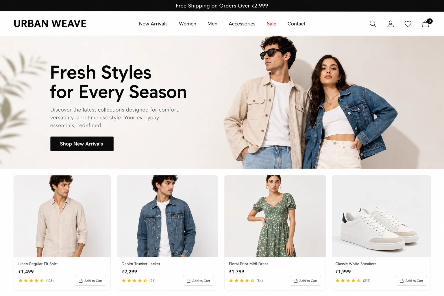 Fashion retailer ecommerce website designed for a business in Kakkanad